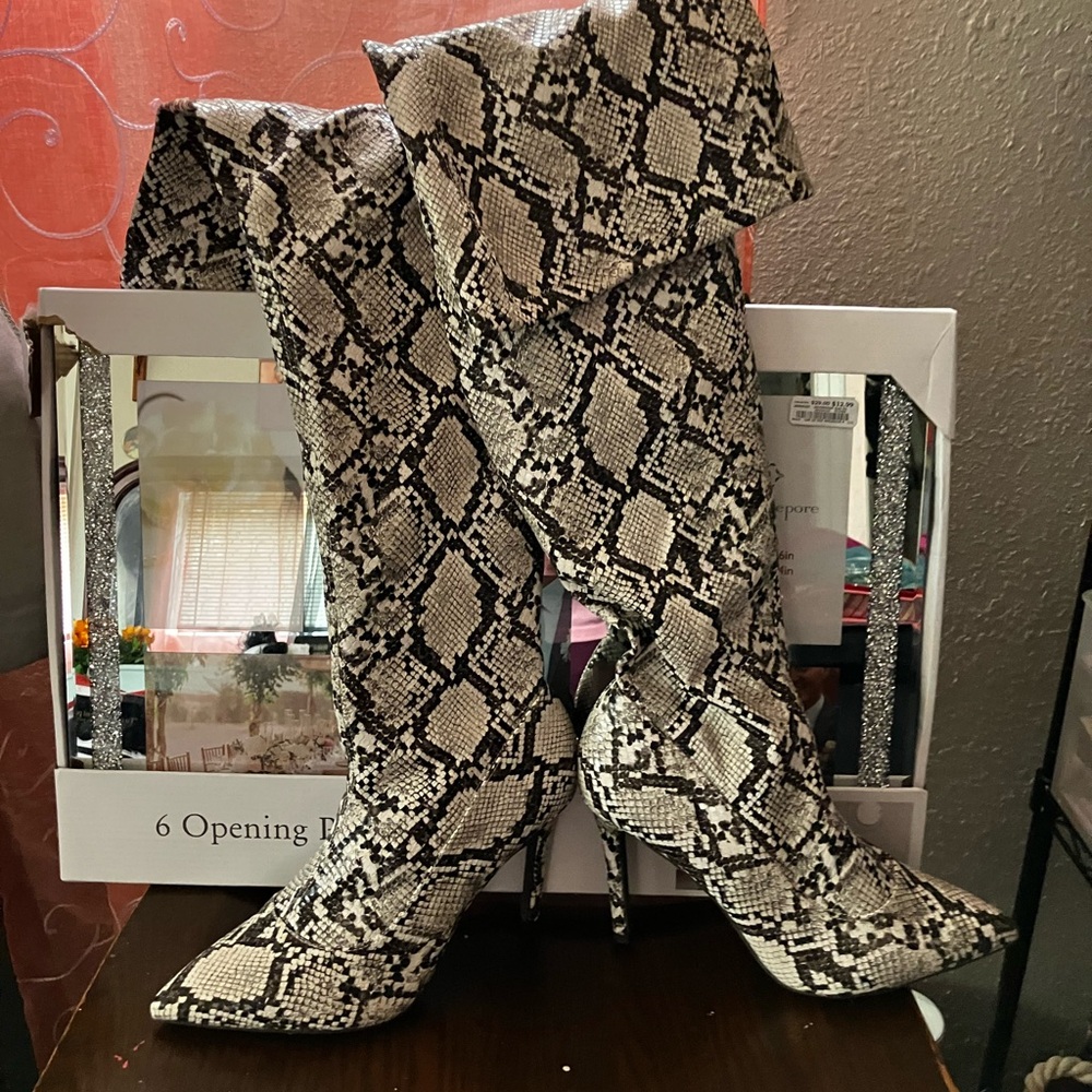 Snakeskin Over the Knee Boots